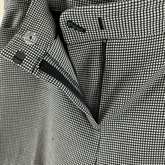 Anne Klein Black White Checkered Cropped Tapered Leg Ankle Fit Trousers Size 8 - Picture 6 of 9